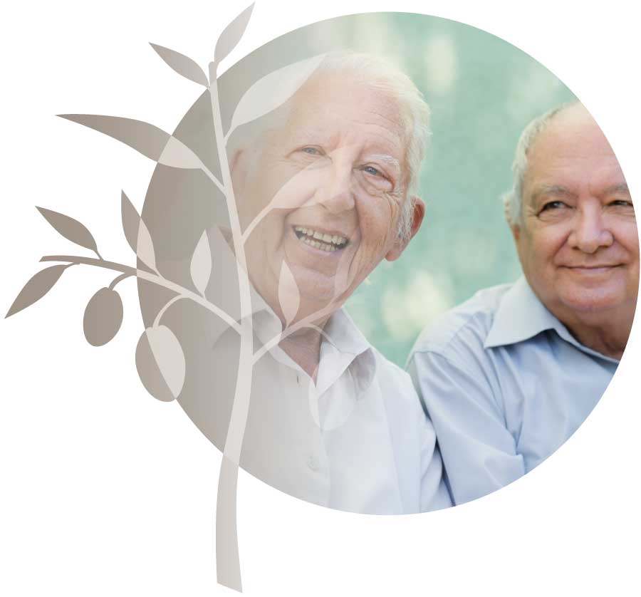 Two elderly men at a retirement home in Australia.
