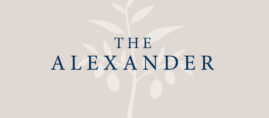 The Alexander text and tree simple logo.